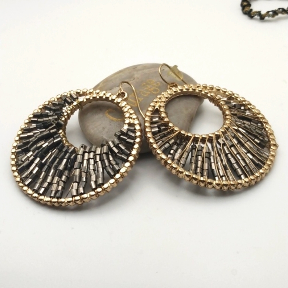 Bohemian wired seed beaded exotic earrings E141